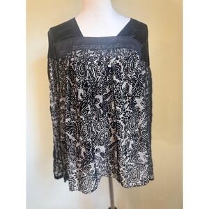 Sundance xs black velvet burnout silk boho cottagecore whimsigoth flowy top